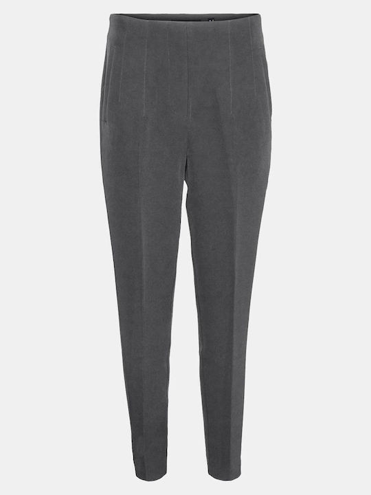 Damen Hoch tailliert Stoff Hose in Tapered Schnitt Gray Pinstripe