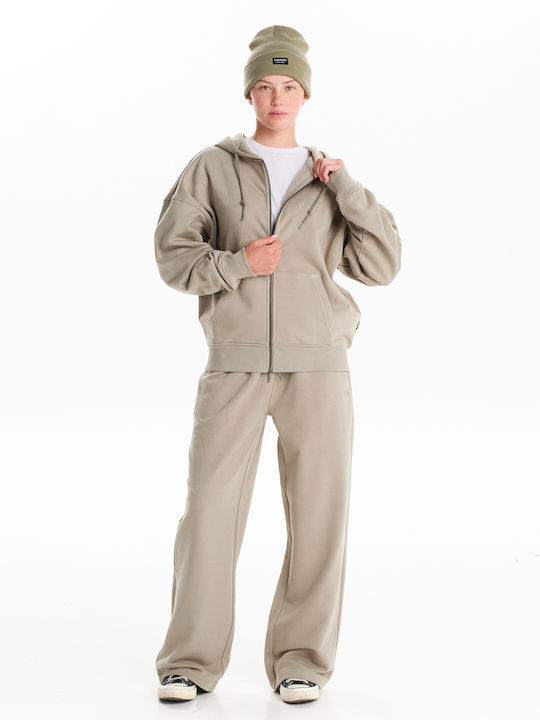 Long Women's Sweatshirt Jacket Hooded Green