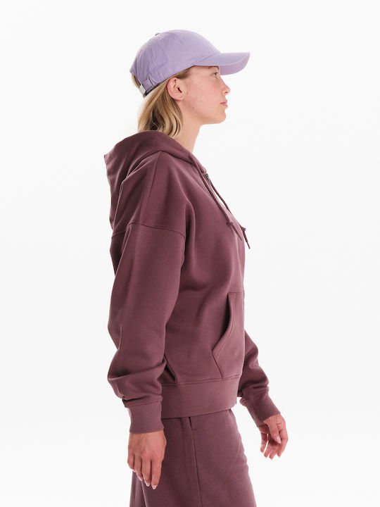 Long Women's Sweatshirt Jacket Hooded Purple