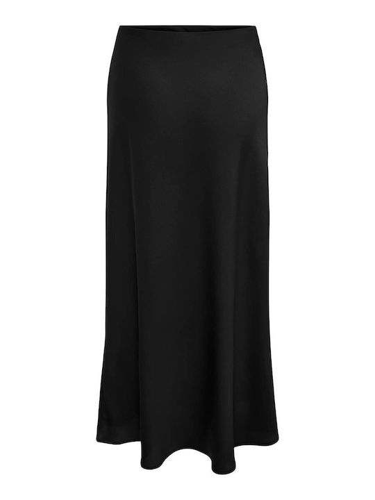 Satin High-waisted Maxi Skirt Black