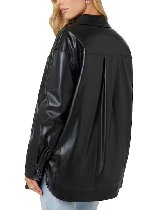 Δερμάτινo Γυναικείο μαύρο Overshirt