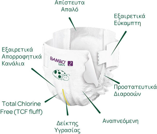 Bambo Nature Πάνες με Αυτοκόλλητο Eco Friendly No. 2 για 3-6kg 30τμχ