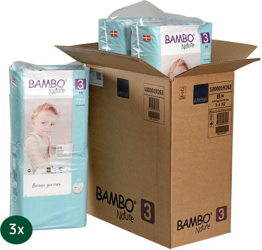 Bambo Nature Πάνες με Αυτοκόλλητο Tall No. 3 για 4-8kg 52τμχ