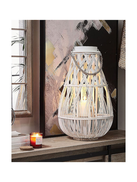 Beliani Wooden Lantern White 34cm