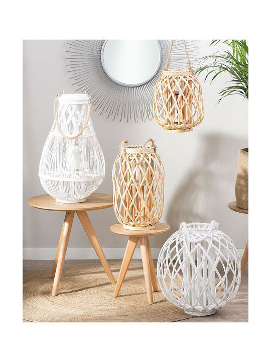 Beliani Wooden Lantern White 34cm