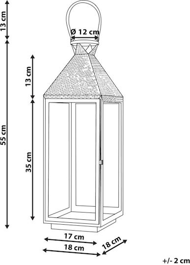 Beliani Metallic Silver Lantern 18cm