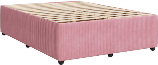 Pink Velvet Bed Frame 140x200 cm