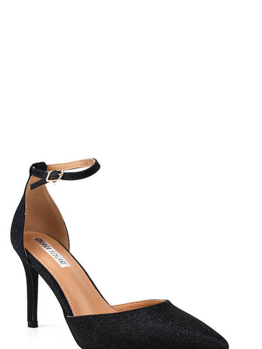 Ligglo Pointed Toe Black Heels with Strap