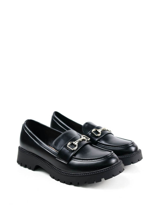 Ligglo Leather Women's Loafers in Black Color