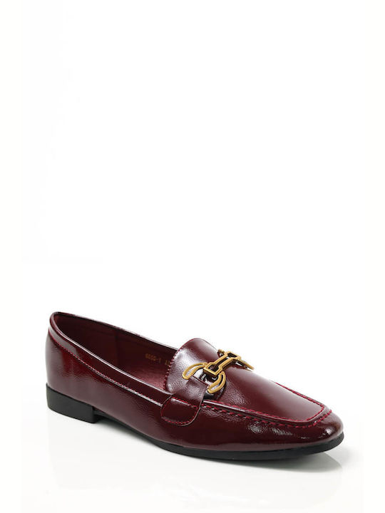 Ligglo Patent Leather Women's Loafers in Red Color