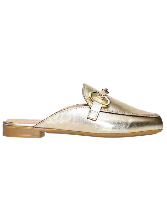 Malena Leather Women's Moccasins in Gold Color