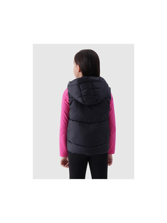 4F Waterproof Kids Casual Jacket Sleeveless Short with Lining & Hood Black