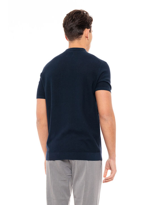 Smart Fashion Men's Short Sleeve Blouse Polo Navy