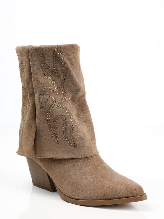 Ligglo Suede Women's Cowboy Boots Beige