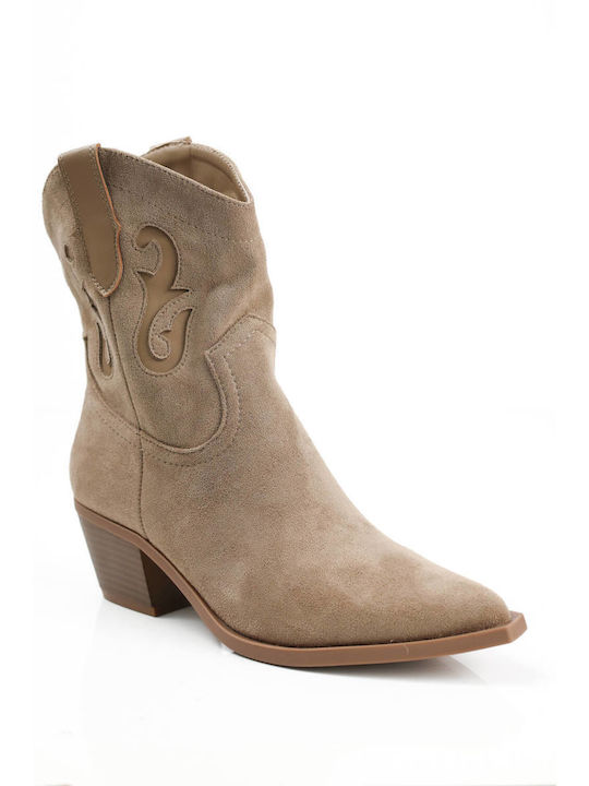 Ligglo Suede Women's Cowboy Boots Beige