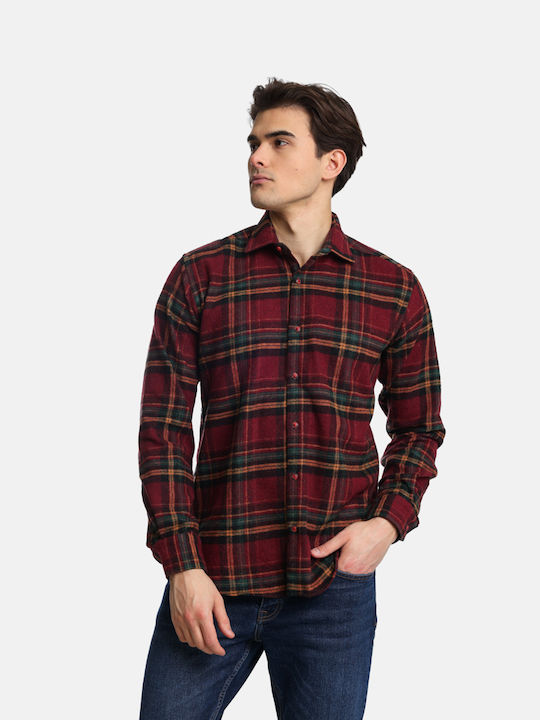 Life Style Butiken Men's Shirt Long Sleeve Flannel Checked Red