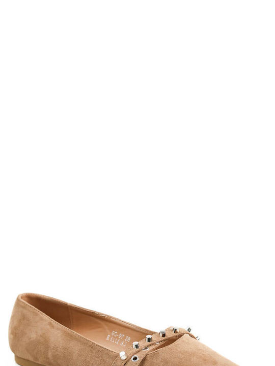 Ligglo Leather Pointy Ballerinas Tabac Brown