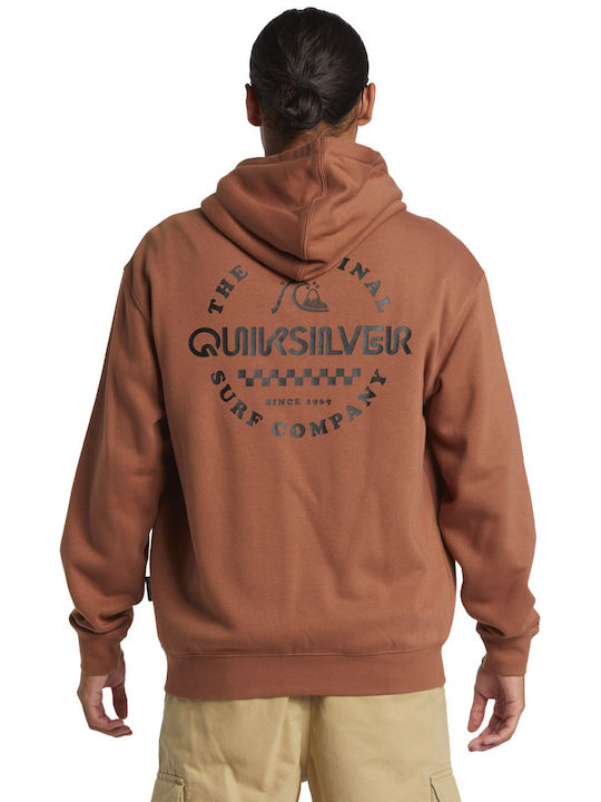 Quiksilver Jachetă cu fermoar pentru bărbați cu glugă CAFE