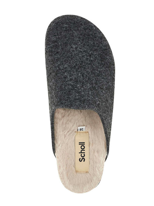 Luise Anatomical Women's Slippers with Fur Gray