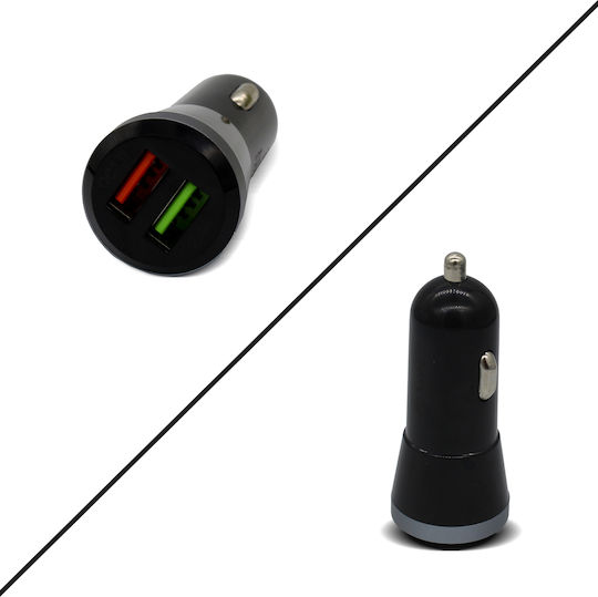 Awei Car Charger 30W 2.4A Fast Charging with Ports: 2xUSB Black Color