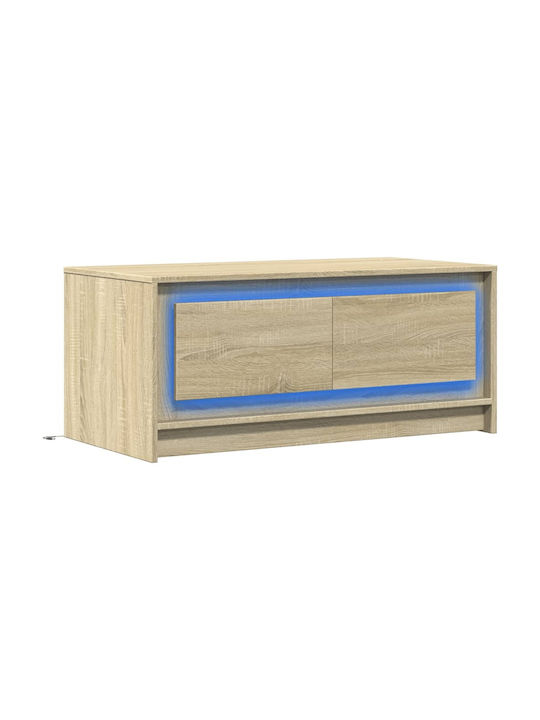 Rectangular Central Coffee Table Wooden with Drawers Sonoma Oak M100xW50xH43.5cm