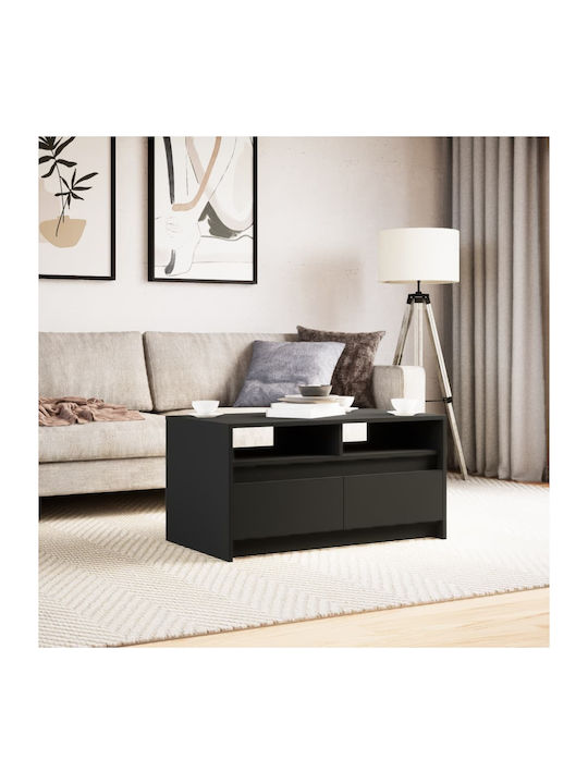 Rectangular Coffee Table Wooden with LED Black Velvet-Black Metal L90xW50xH45.5cm.