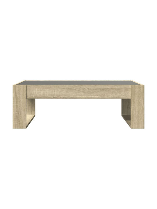 Rectangular Central Glass Coffee Table Sonoma Oak M90xW53xH30cm