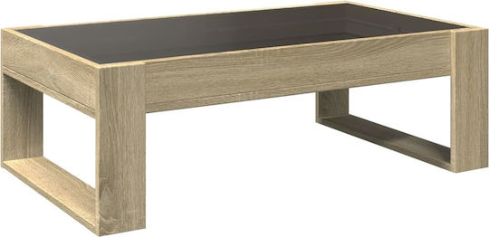 Rectangular Central Glass Coffee Table Sonoma Oak M90xW53xH30cm