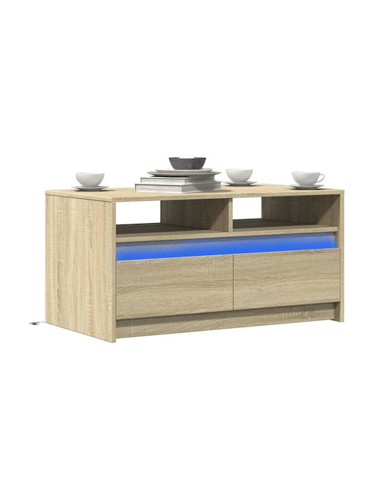 Rectangular Central Wooden Coffee Table with Drawers Sonoma Oak M90xW50xH45.5cm