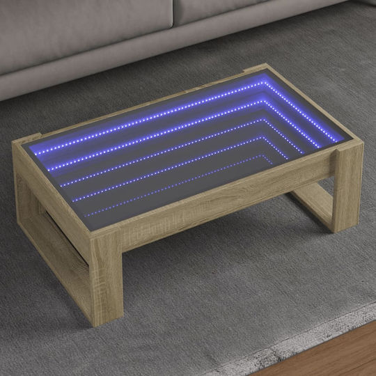 Rectangular Central Glass Coffee Table Sonoma Oak M90xW53xH30cm