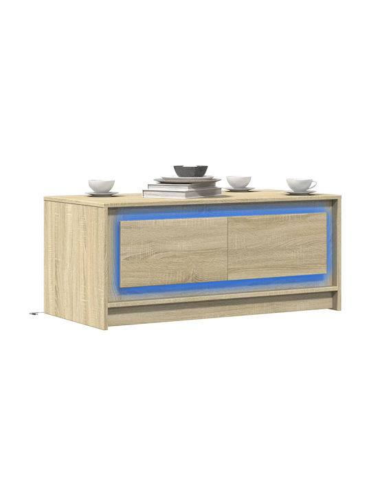 Rectangular Central Coffee Table Wooden with Drawers Sonoma Oak M100xW50xH43.5cm