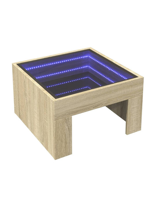 Square Glass Side Table Sonoma Oak 50x50x30 cm