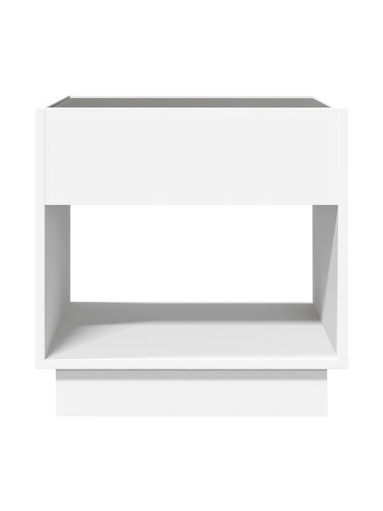 Square Side Table Glass White M50xD50xH50cm