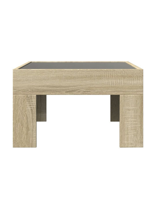 Square Glass Side Table Sonoma Oak 50x50x30 cm