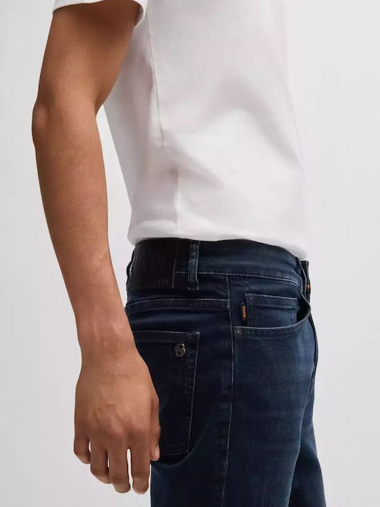 Delaware Men's Elastic Jeans Pants with Slim Fit Blue-Black