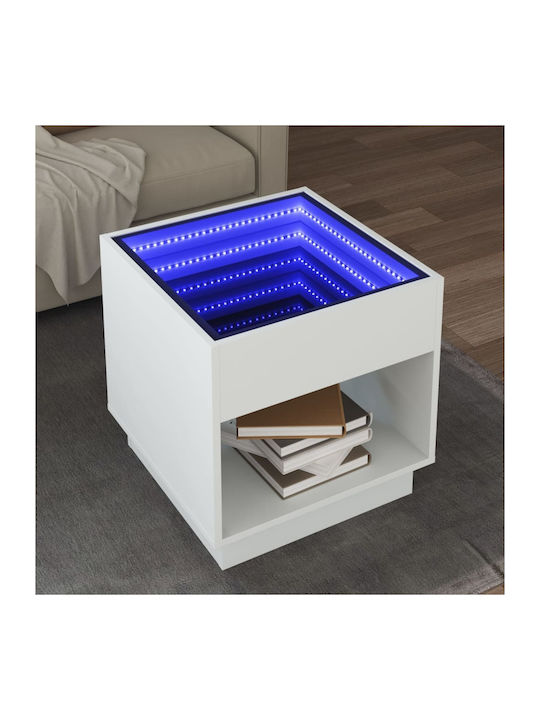 Square Side Table Glass White M50xD50xH50cm