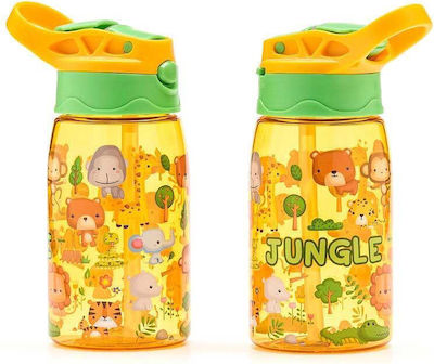 Sticlă Tritan Water Revolution Jungle cu Pai 'Jungle' 500ml Galben