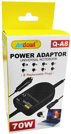 Andowl Universal Încărcător Laptop 70W 24V 2.9A cu Cablu de Alimentare Detașabil și cu set de mufe