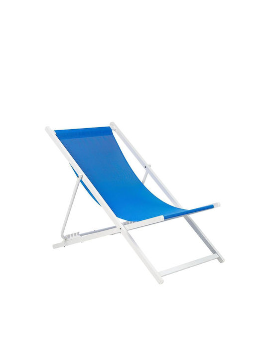 Σεζλόνγκ Ξύλινη με Μπλε Ύφασμα 56x100x94cm