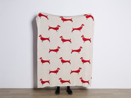 Beliani Beige-Red Kids Blanket 130x170cm