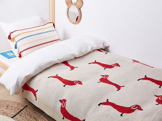 Beliani Beige-Red Kids Blanket 130x170cm