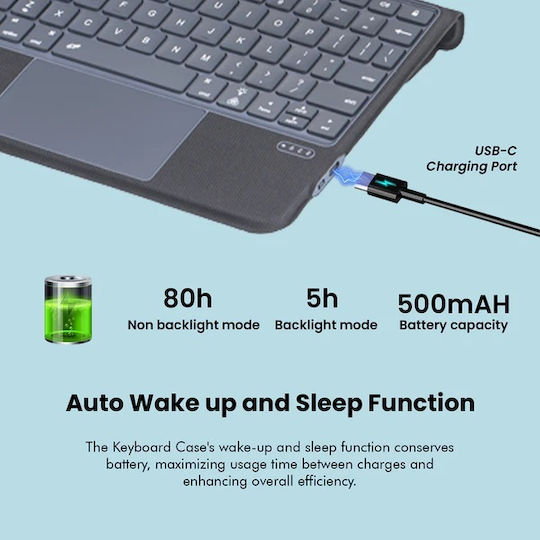 Flip Cover cu Tastatură Gri (iPad 2022 10.9'' - iPad 2022 10,9" / iPad Air 2020/2022 / iPad Pro 2018 11" / iPad Pro 2020 11" / iPad Pro 2021 11" / iPad Pro 2022 11'')