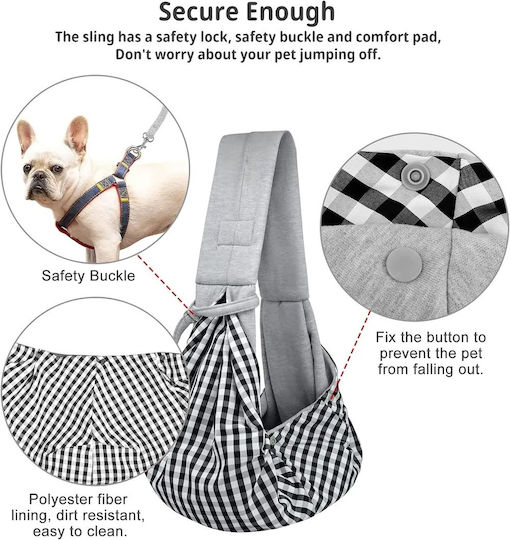 Dog Cat Carrier Polyester Fabric 2-Sided Up to 6.5 kg L50xW20xH75cm Black