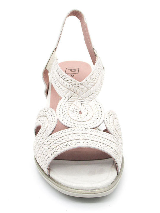 Pitillos Anatomic Leather Women's Sandals White with Chunky Low Heel