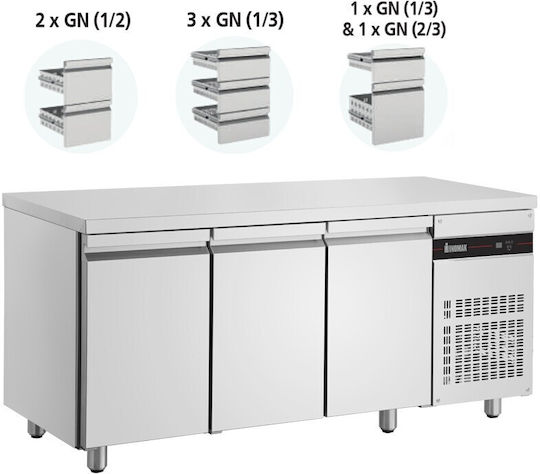 Inomak Commercial Refrigerator 421lt with 3 Doors 0/+10°C L179xD70xH87.5cm