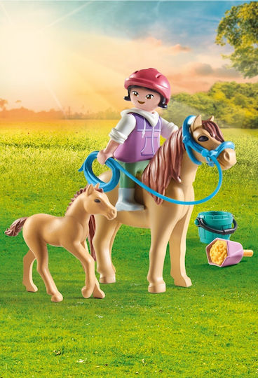 Playmobil Pferde des Wasserfalls Kind mit Pferd und Fohlen für 4-10 Jahre