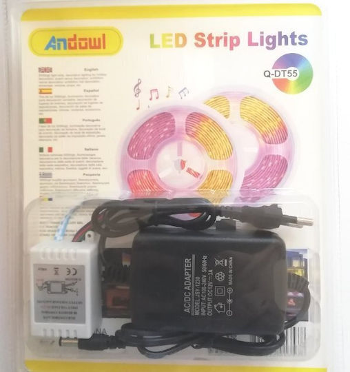 Andowl Αδιάβροχη Ταινία LED 12V RGB Φως 5m Τύπου SMD5050 με Τηλεχειριστήριο