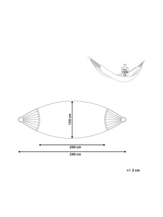 Beliani Hängematte Stoff Grau 290x150cm