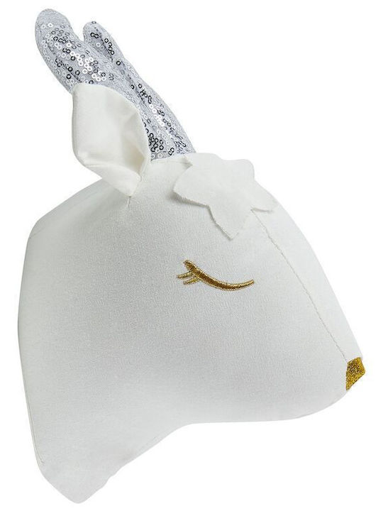 Beliani Kids Wall Decor Animal Head White Made of Fabric