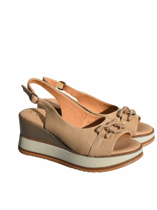 Damenplattformen Beige